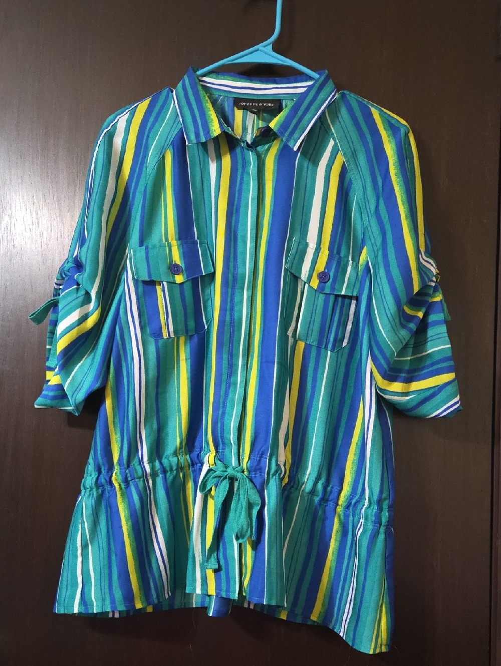 Jones NY ladies top green/blue XL